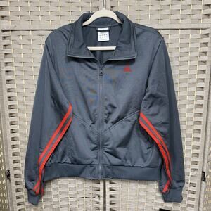 Adidas Attitude Training Jacket Women’s L Gray Red Stripes Full Zip Athletic NEW